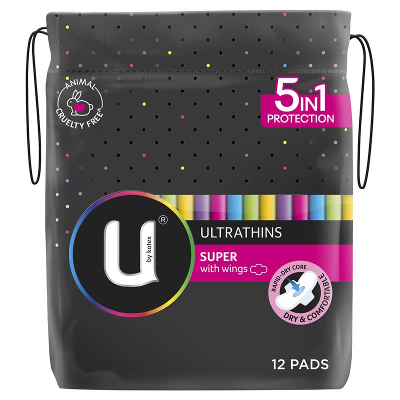 U BY KOTEX U/T Pads +Wings Super 12