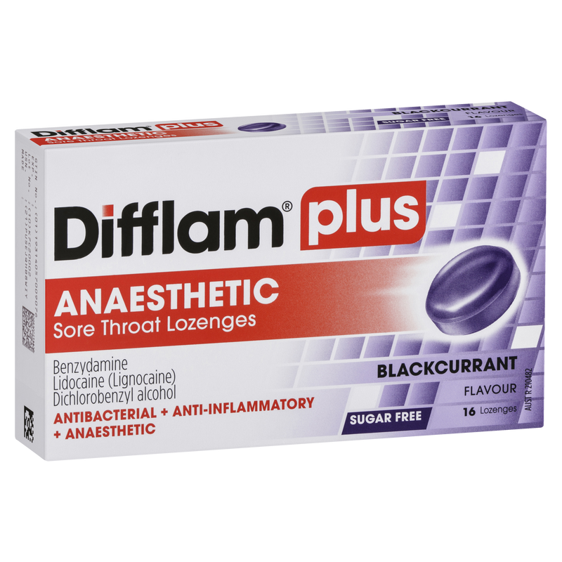 DIFFLAM Loz Plus  Anaest Blkcurr 16s