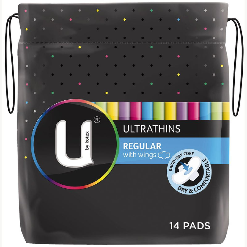 U BY KOTEX U/T Pads +Wings Reg 14pk