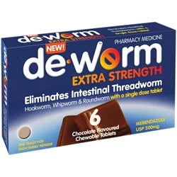 DE-WORM Extra Str 500mg Choc Chew 6s