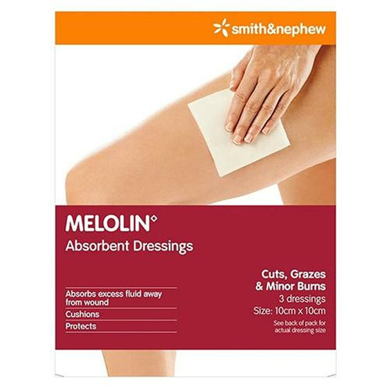 MELOLIN Abs. Dressing 10x10cm 3pk